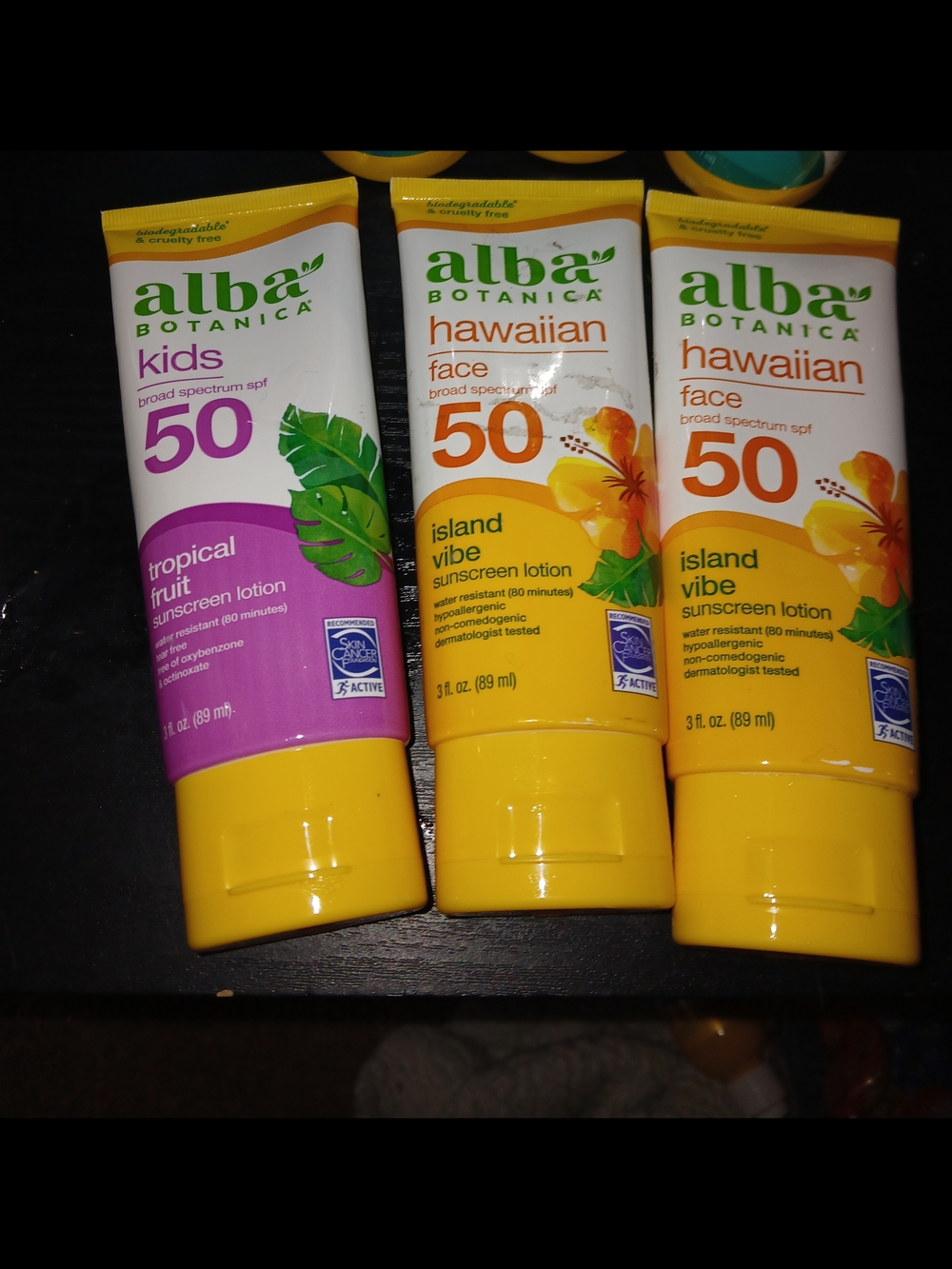 Kids & Hawaiian SPF 50 Sunscreen Lotion - Purple & Yellow - 3 Total 3floz Each